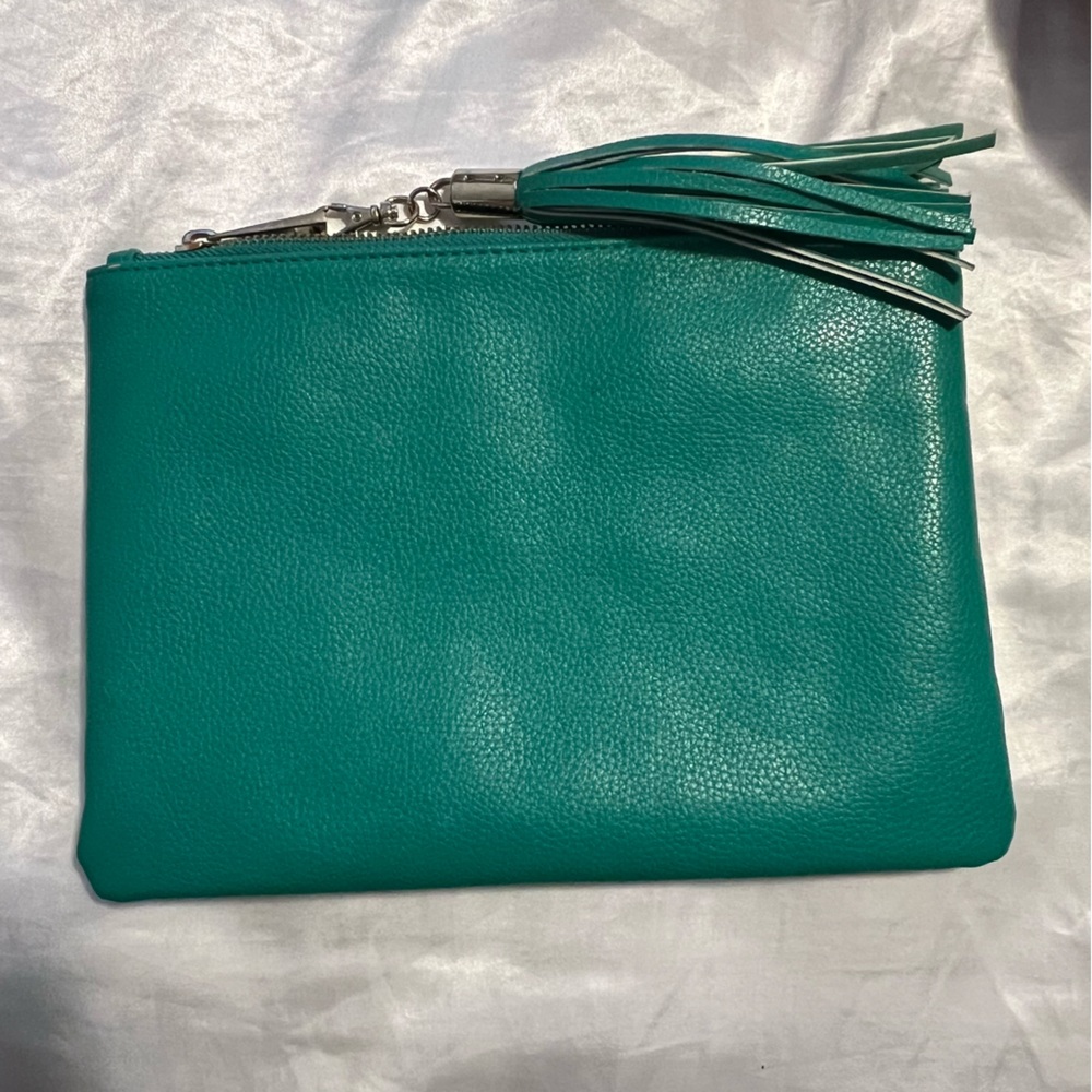Merona turquoise faux leather clutch